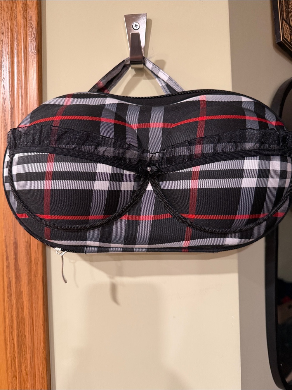 Plaid Structured Mini Travel Case - Black & Red